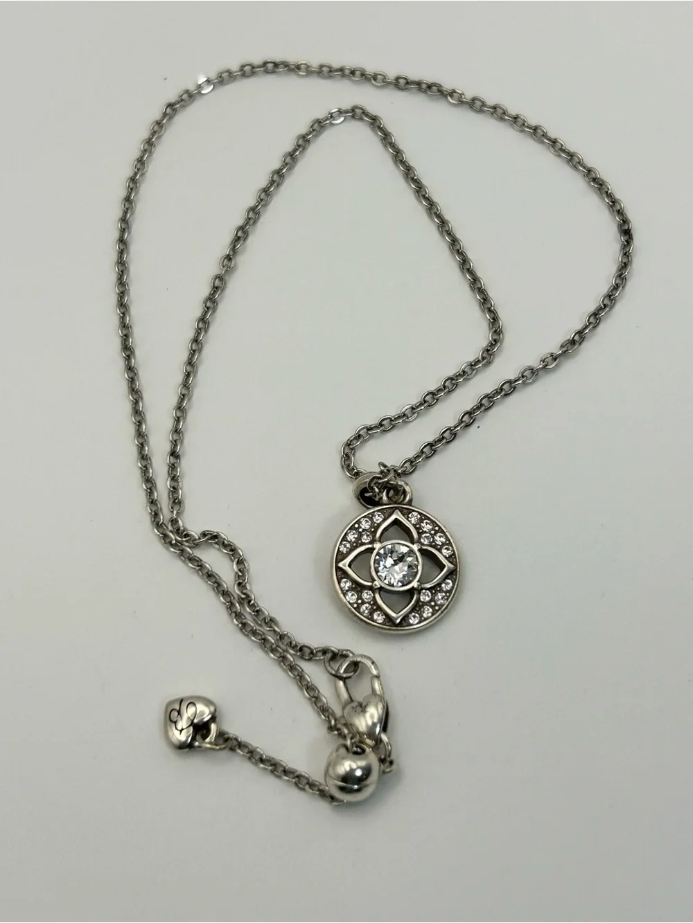 Brighton Ducale Necklace Round Pendant Clear Crystal Silver Plated 18